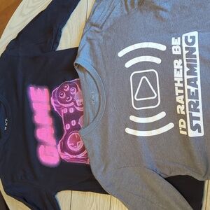 Two long sleeve gamer T-shirts
